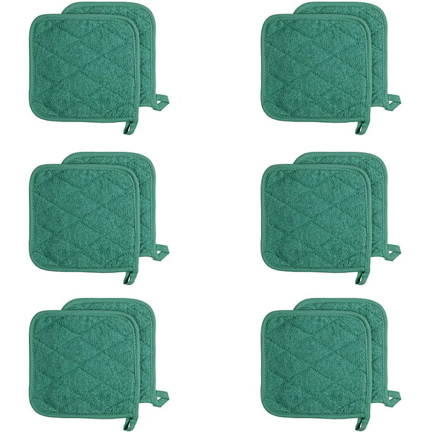 Arkwright Cotton Terry Pot Holders, Pack of 12 Kitchen Hot Pad Set, Heat  Resistant Coaster Potholder for Cooking, Baking (Green) - Walmart.com