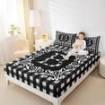thumbnail image 4 of Feelyou Fashion Monogrammed B Full Size Sheets for Teen, Bohemian Western Flower Bed Sheets, Square Abstract Sheet Sets, Ultra Soft Bedroom Decor, 4 Pieces, 4 of 7