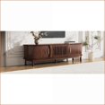 thumbnail image 4 of TV Stand for 75” TVs, Modern Farmhouse Entertainment Center with Storage | Solid Wood+MDF | Dark Brown, 4 of 24