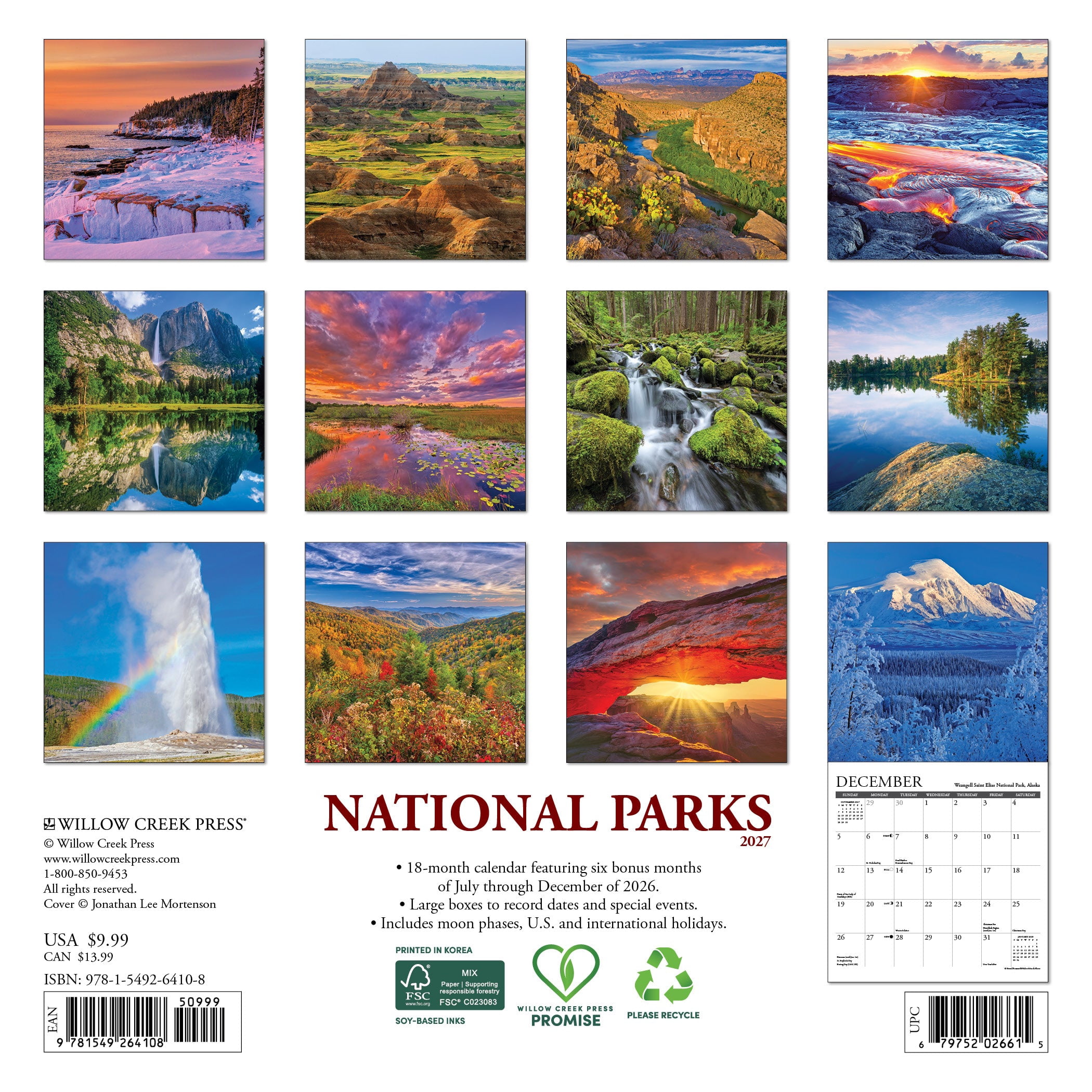 Willow Creek Press, National Parks 2027 Mini Wall Calendar