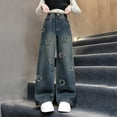 thumbnail image 2 of EnJoCho Girls Heart Patched Baggy Jeans High Waisted Straight Leg Denim 𝖸2k Streetwear Trousers Vintag𝖾 Casual Wide Leg Pants Retro Fashion, 2 of 7