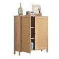 thumbnail image 3 of IVV Modern Mid-Century Storage Cabinet with 2 Woven Rattan Doors, Adjustable Shelves & Solid Wood Legs, Bohemian Style Accent Cabinet for Living Room, Dining Room, Entryway (Natural), 3 of 7