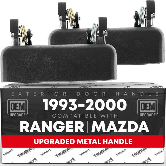 Exterior Front Driver & Passenger Door Handle, Upgraded Metal - Compatible with 1993-2000 Ford Ranger, 94-00 Mazda B2300 B2500 B3000 B4000 - Textured Black - OEM F37Z-1022404-A, 90022, 90021