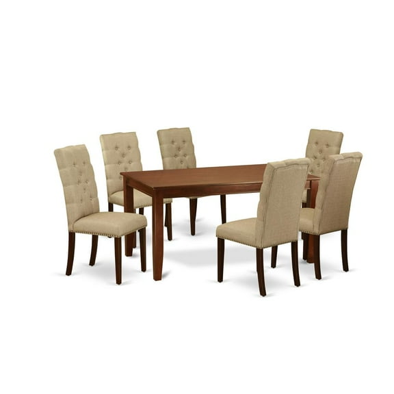 East West Furniture Dining Room Set Mahogany, DUEL7-MAH-16