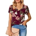 thumbnail image 1 of Ichuanyi liquidación de manga casual para mujeres tops con cuello en v con cuello corto t- lindas blusas sueltas de verano impresas ICHUANYI WER2023081603172, 1 of 8