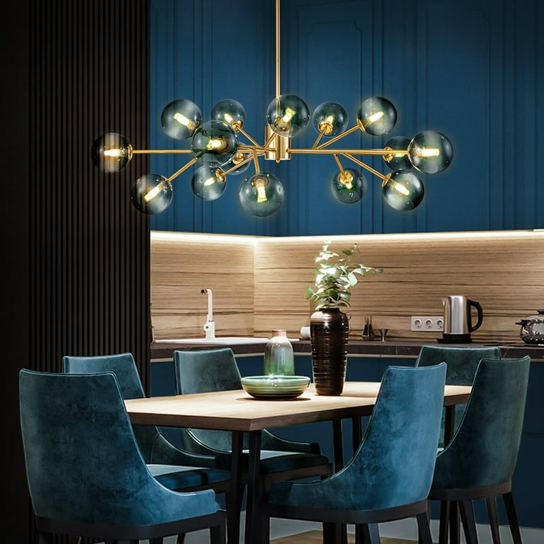 Rrtyo Modern Bubble Sputnik Chandelier, Black or Gold Finish