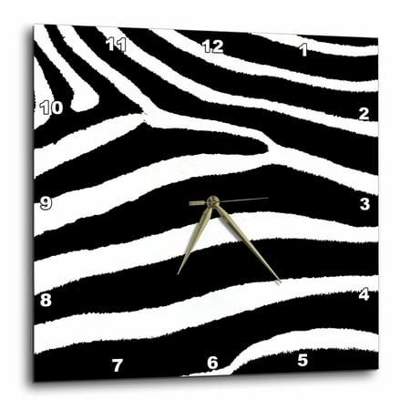 - 3dRose Black and White Zebra Print, Wall Clock, 10 by 10-inch