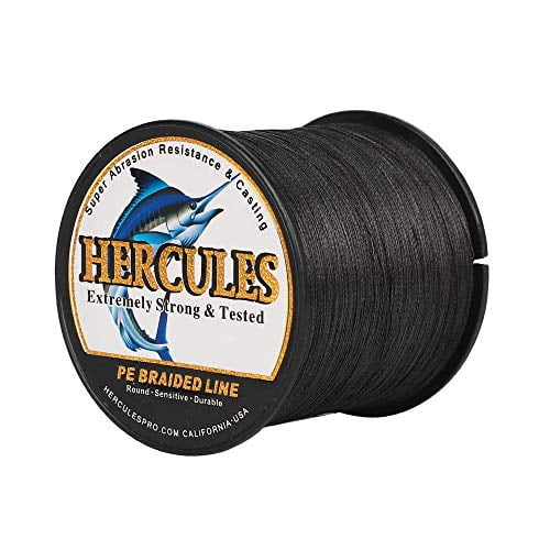 HERCULES Ligne de Pêche Tressée 2000m 2187yds 10lbs-200lbs Pe Superline 8 Brins (Noir 80lb/36.3kg 0.48mm)