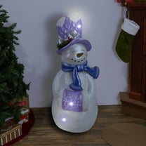 Alpine Corporation SKY560L, Lavender White Snowman Statue w/Hand Muff, Twinkle LED Lights, Large Over 3 Feet Tall Indoor/Outdoor Holiday Decor for Porch or Yard