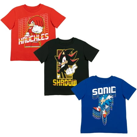 SEGA Sonic The Hedgehog Little Boys 3 Pack T-Shirts Toddler to Big Kid