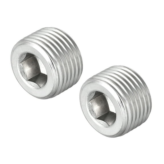 Hex Countersunk Plug -Stainless Steel Pipe Fitting 3/8NPT Male Thread Socket Pipe Adapter Connector 2Pcs