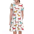 thumbnail image 1 of Disketp Dachshund Dog Puppy para Vestido de Manga Corta para Mujeres, Vestidos de Verano para Mujeres, Casual y Holgado para la Playa, 1 of 6