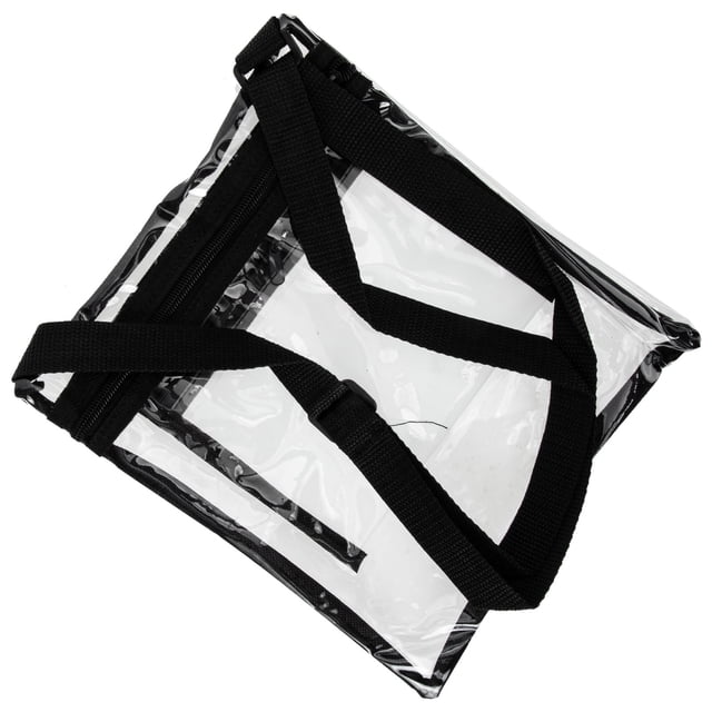 unbranded Bolso Cruzado Portátil Negro Con Material PVC Para Guardar Pertenencias En Estadios