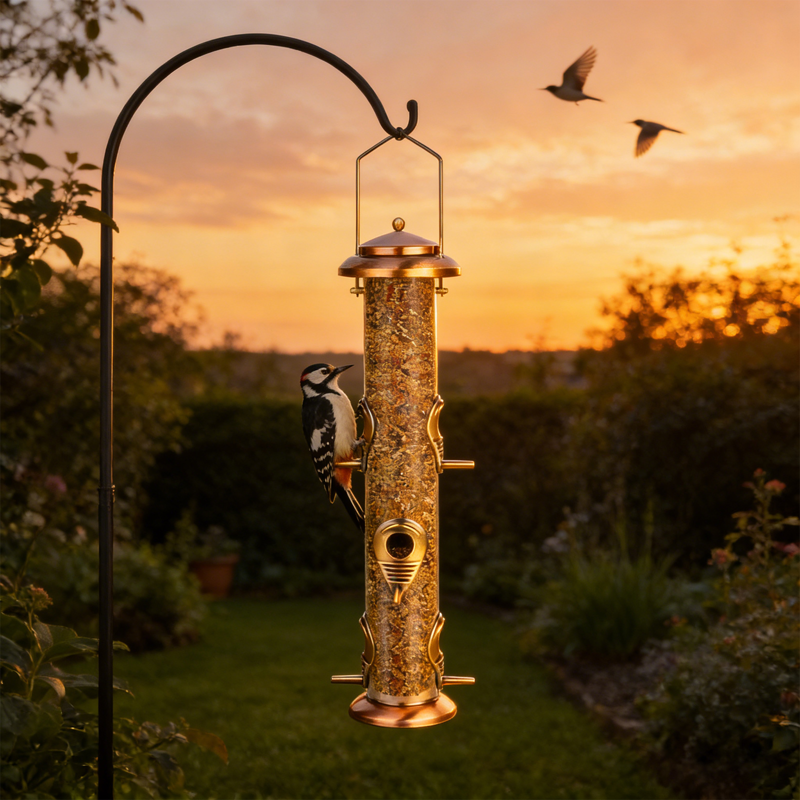 6-Mouth Bird Feeder Metal and Transparent Bird Feeder, Hummingbird Feeder, Bird Feeder, Bird Feeder for Outdoors Hanging, Window Bird Feeder