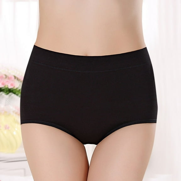 HUPOM No Show Panties Womens Panties High Waist Leisure None Elastic Waist Black XL
