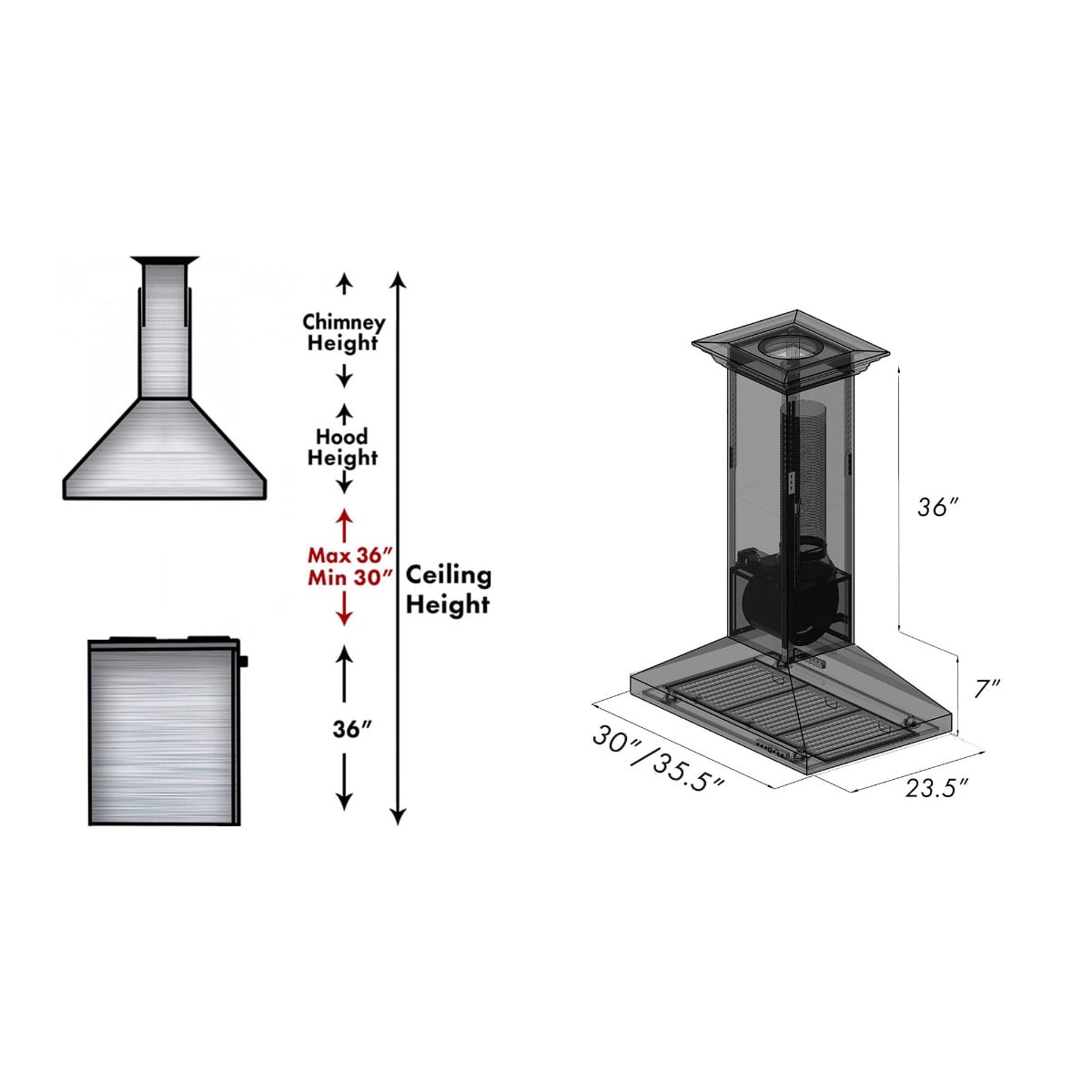 ZLINE 36 in. Designer Series Hand Hammered Copper Island Mount Range Hood (8GL2Hi-36)