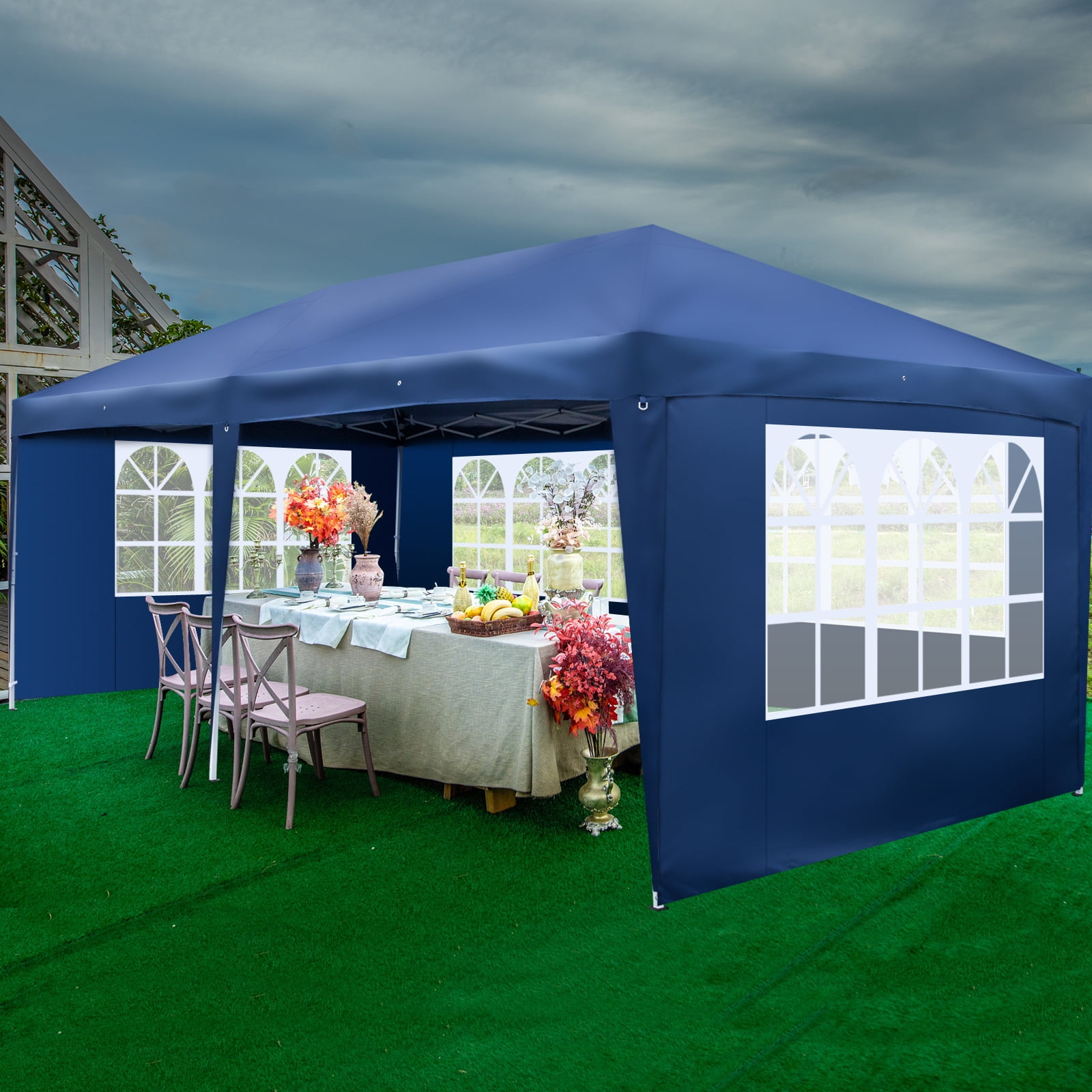 Ktaxon 10ft x 10ft Base/8ft x 8ft Top Outdoor Sun Shade Sport Ez Pop-Up Canopy Party Weeding Tent Gazebo Blue