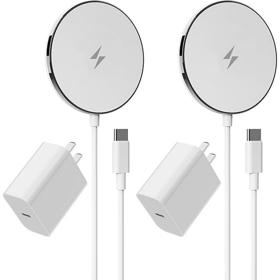 Apple 15W Mag-Safe Charger （2 Pack） 4FT Magnetic Wireless Charger with 20W Fast Charging Block Compatible with iPhone 16/15/14/13/12 Series & AirPods 4/3/2/Pro/for iPhone Wireless Charger Stand