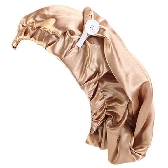 AOOOWER Satin Bonnet for Women Foldable Button Solid Long Hair Cap Large Sleeping Hat
