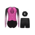 thumbnail image 2 of TSSOE Girls 3-Piece Gymnastic Leotards Gradient Rhinestones Sparkling Ballet Dance Outfit with Shorts Set Hot Pink 8, 2 of 7