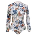 thumbnail image 2 of Traje de baño de manga larga para mujer, camiseta de baño, monokini, ropa de playa con cremallera frontal para mujer L, 2 of 9