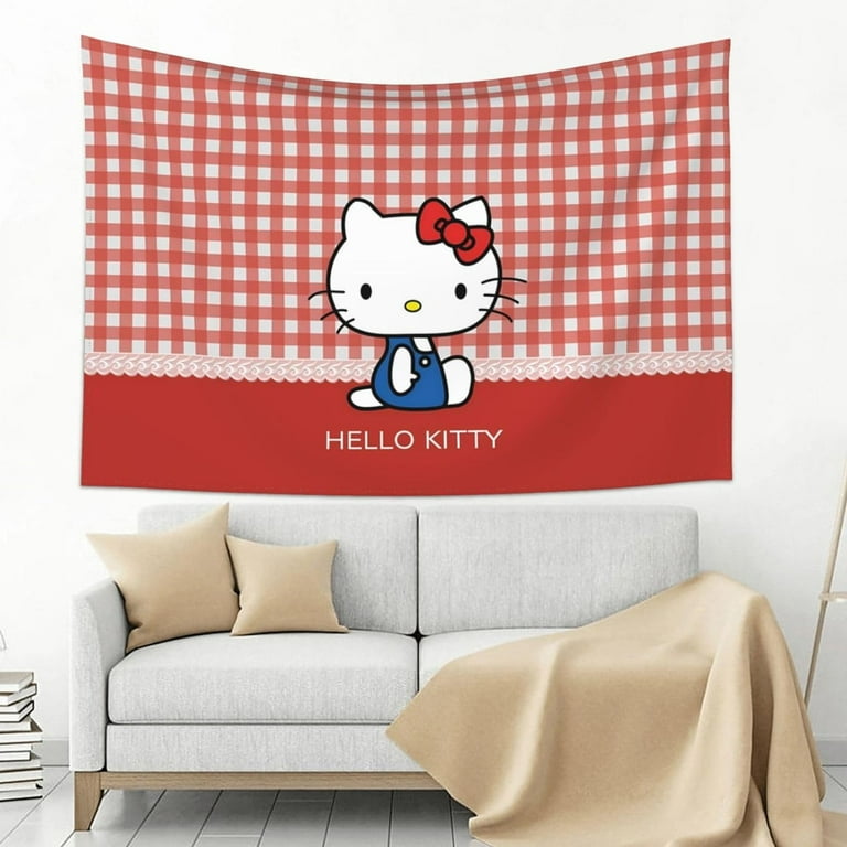 Hello Kitty Tapestry Cute Cartoon Pink Cat Room Decor Anime