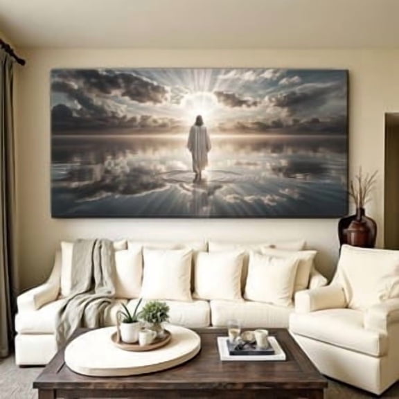 Walking On Water Faith Wall Art, Christian Wall Art, Spiritual Home Decor, Religious Artwork, Jesus Faith Wall Art, Living Room Decor UNFRAMED