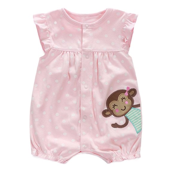 Baby Party Playsuit Toddler Girls Boys Outfit Short Sleeve Animal Print Summer Rompers In 6 Colors 3 to 18 Months