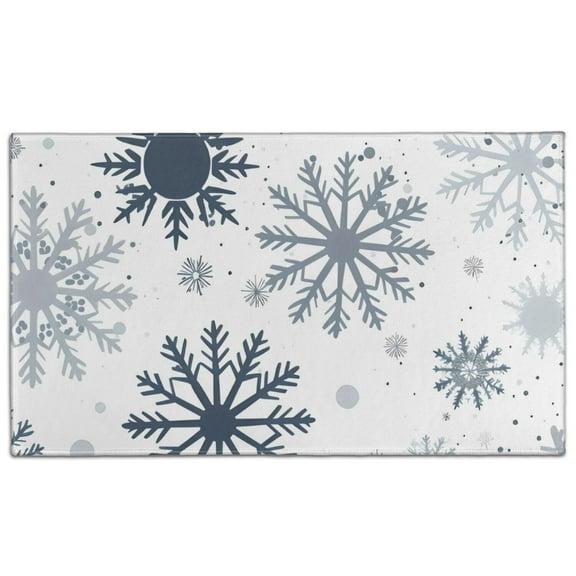 Blue Christmas Snowflake Pattern Door Rugs,Washable Non Slip Door Mats Indoor,Decorative Door Mats,Entry Mat Indoor for Entrance,Bedroom,Kitchen,Bathroom,17"x30"