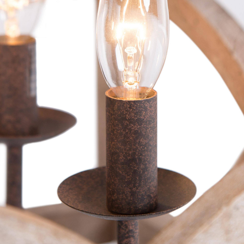 LNC Elderflower 4-Light Farmhouse Pendant Light in Rustic Iron and Weathered Wood Finish