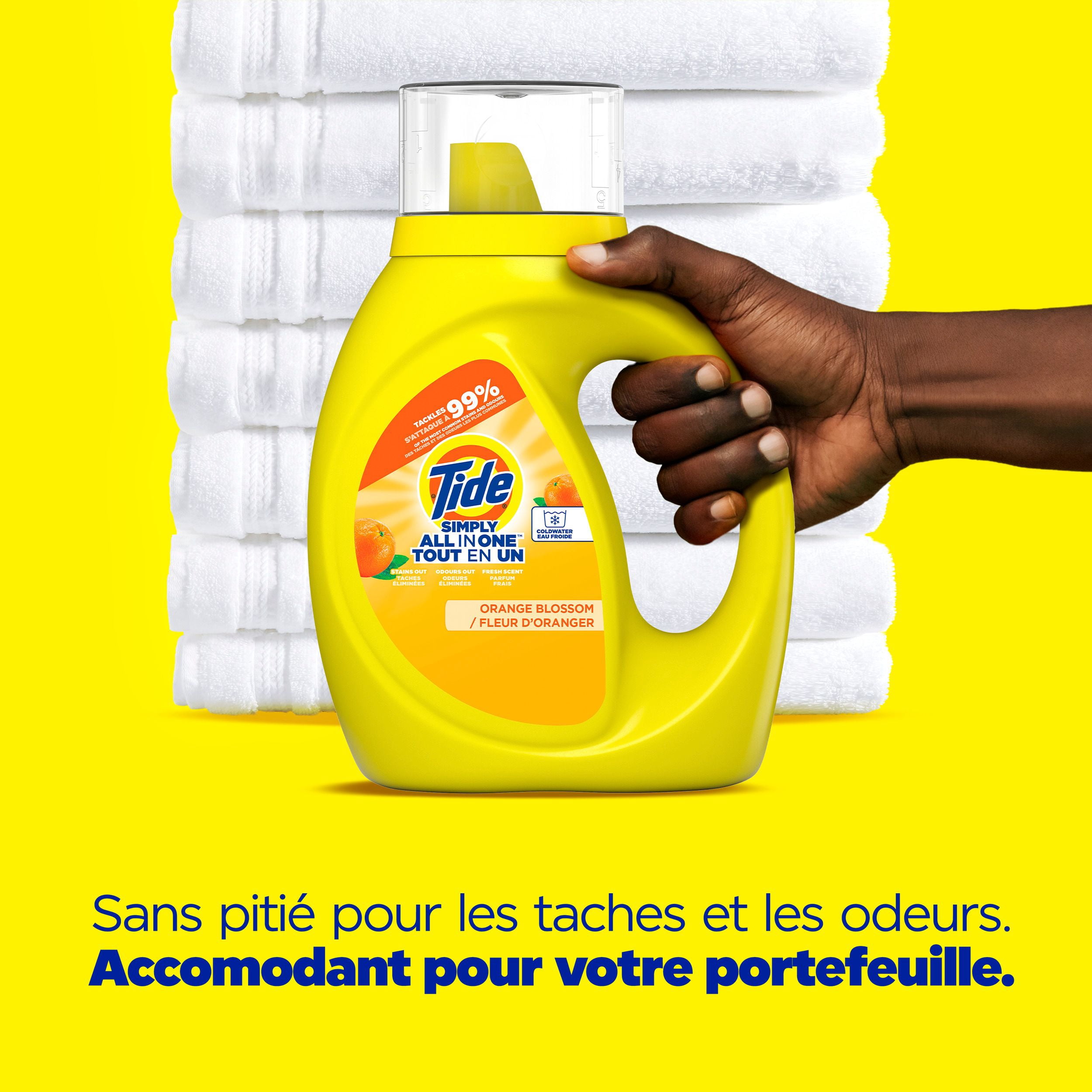 Détergent à lessive liquide Tide Simply Tout-en-un, parfum Fleur d’oranger, 24 brassées