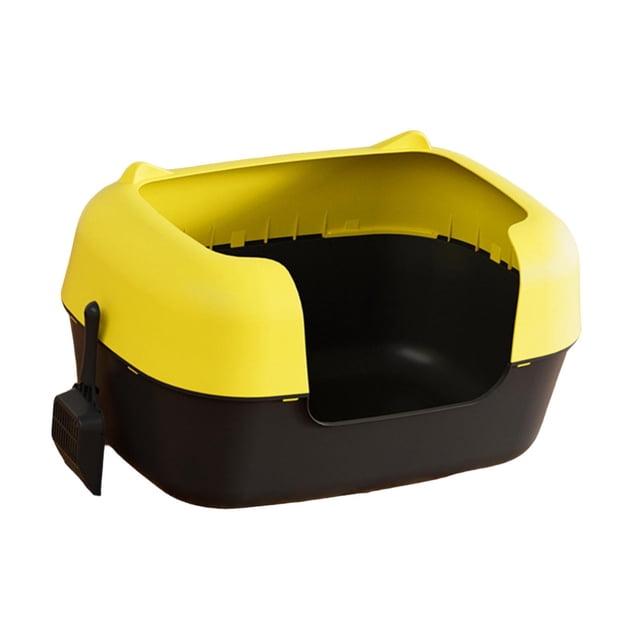 Caja de Arena para Gatos perfecl Inodoro Portátil Extraíble Antisalpicaduras Amarillo y Negro