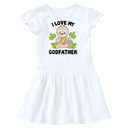 

Inktastic Cute Sloth I Love My Godfather with Green Leaves Gift Toddler Girl Dress