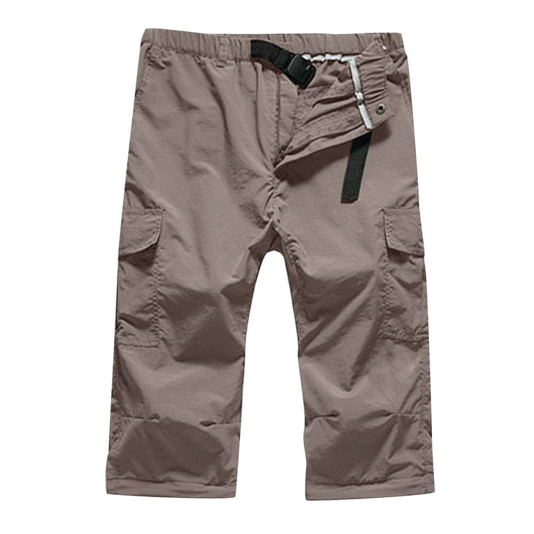 Fartey Casual Pant for Men Quick Dry Multiple Pockets Loose Fit Pants with Detachable Zipper Button Elastic Waist Trousers, Men's, Size: Medium, Gray