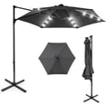 thumbnail image 1 of Costway 10 FT Patio Cantilever Umbrella with Solar LED Lights, 360° Rotation, Air Vent Gray, 1 of 10