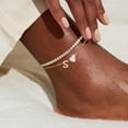 thumbnail image 3 of Gold Initial Ankle Bracelets for Women Waterproof 14K Gold Filled Layered Anklets for Women Non Tarnish Women's Anklets Adjustable Large Ankle Summer Beach Foot Jewelry, 3 of 5