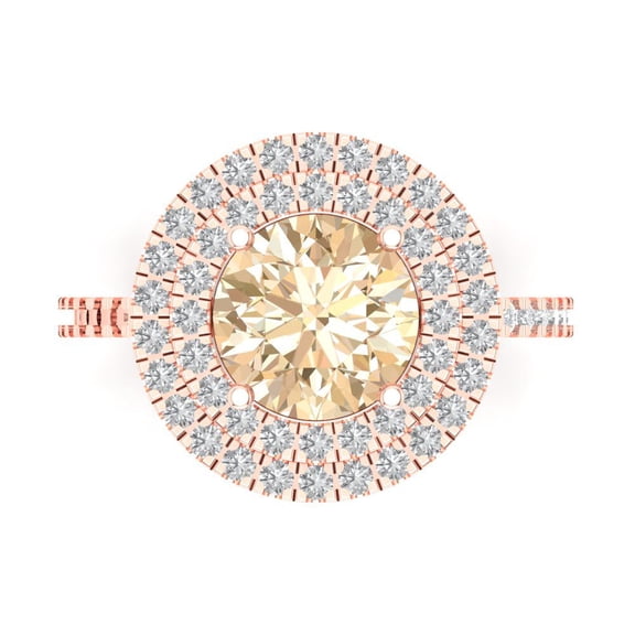 Halo Engagement Ring for Women - 2.6ct Natural Morganite in 14K Rose Gold Promise Ring