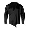 thumbnail image 4 of EOYWHK Mens Silk Shirts New Release Fall 2024 Long Sleeve Button Down Shirts Soft Comfy Turn Down Collar Black White Shirts Loungewear Sleepwear Shirts, 4 of 5
