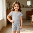 thumbnail image 5 of Cethrio Girls' Pajama Sets Short Sleeve, Soft 2 Piece Summer Crewneck Girls' Sleepwear Gray Size 4-5 T, 5 of 7