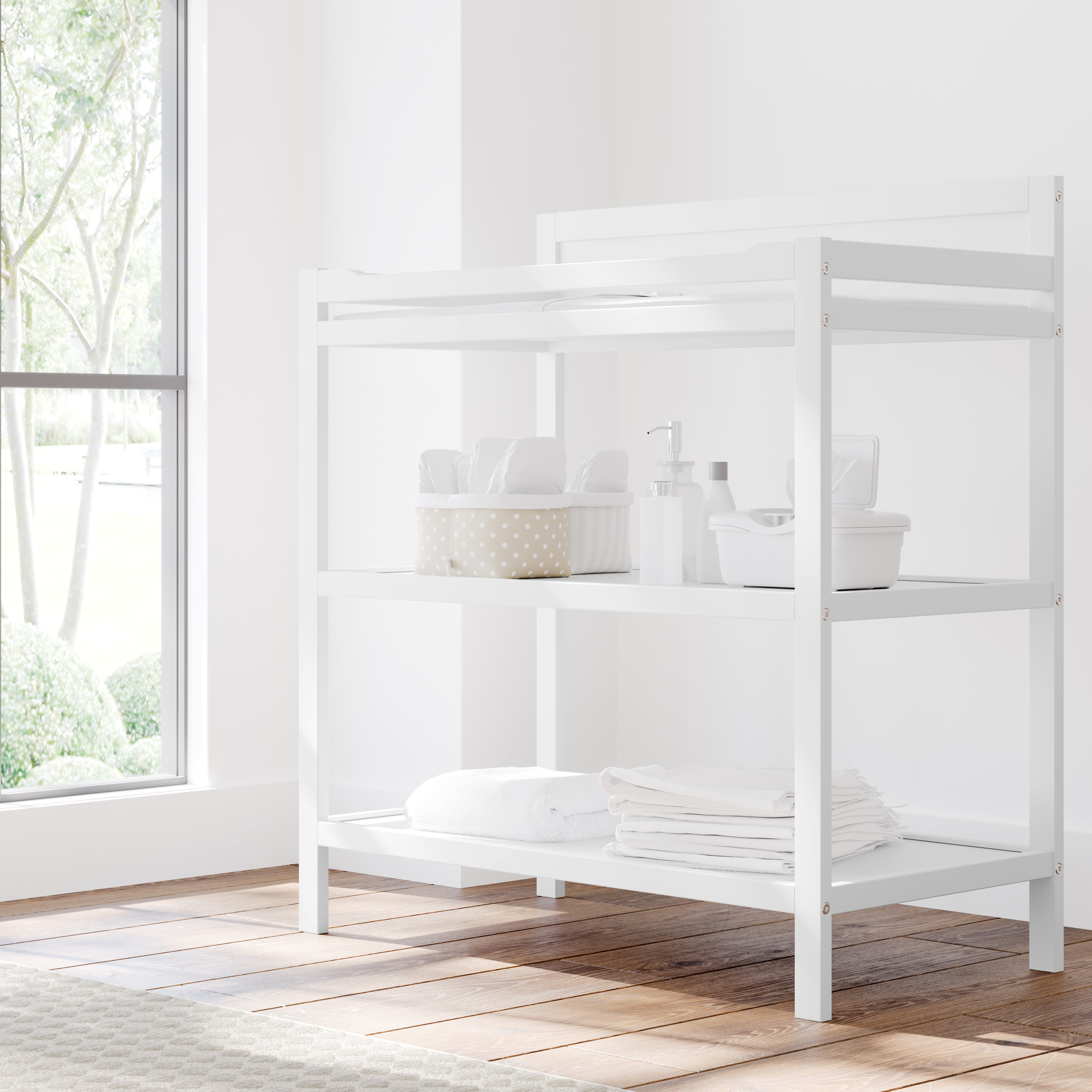 Storkcraft Alpine Infant Changing Table with Changing Pad, White