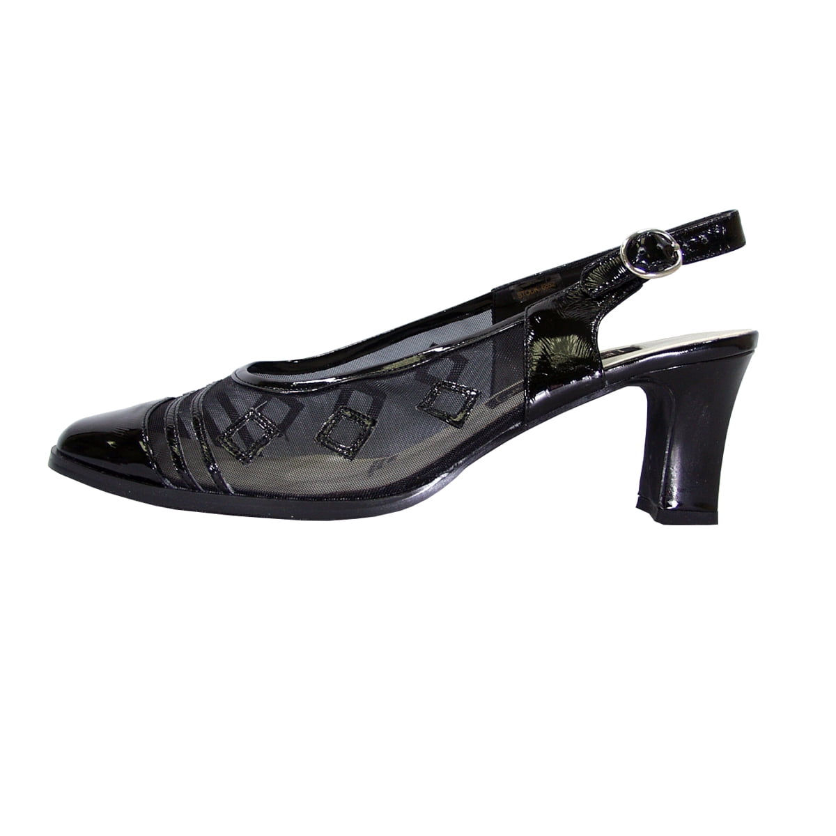 FUZZY Greta Women Wide Width Closed Toe Decorative Nylon Mesh Slingback BLACK 9.5