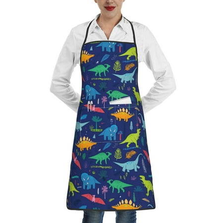 

Matuu Dinosaurs Adventure for Adjustable Cooking Aprons for Women with Pockets Kitchen Aprons for Men Water and Oil Resistant