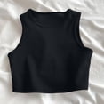 thumbnail image 7 of Htigea Crop Tank Top for Women Sleeveless Round Neck Tanks Solid Color Summer Fitted Short Tees Black XL, 7 of 7