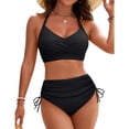 thumbnail image 4 of LIUJUNSHOP Womens High Waisted 2 Piece Swimsuit, Color Block Full Coverage Bikini Sets, Tummy Control Ruffle V Neck 2026, 4 of 6