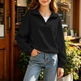 thumbnail image 6 of Cethrio Girls Collared Sweatshirts, Crew Neck Long Sleeve Casual Half-zip Fall Tops Black Size 9-10 T, 6 of 8