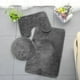 thumbnail image 5 of Granjero Gordo Juego de 3 alfombrillas de baño, alfombrillas contorneadas y fundas de baño con respaldo de goma, color gris, 5 of 5