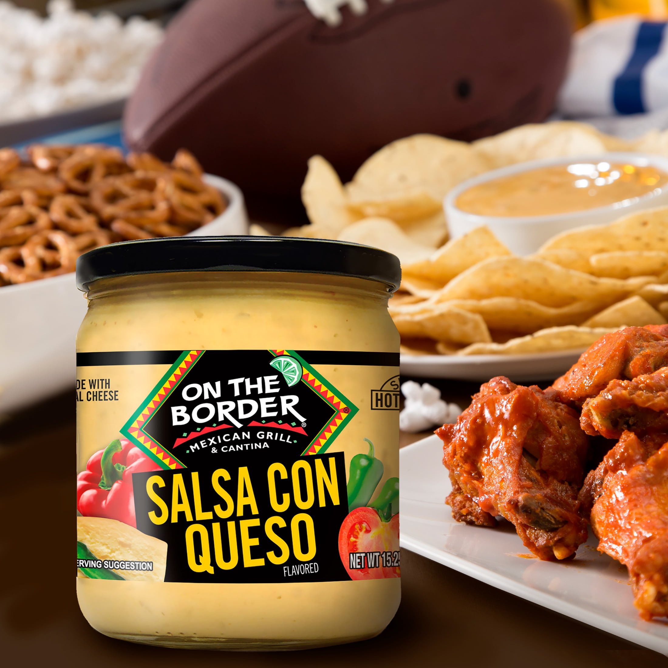 (3 pack) On The Border Salsa Con Queso, 15.25 oz Jar