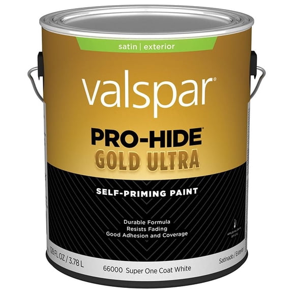 Valspar 66000 White Pro-Hide Gold Ultra Exterior Super One Coat Primer, Satin, 1 Gallon