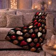 thumbnail image 6 of Chocolate Hearts and Truffles on Black, Romantic Dessert Style for Chocolate Lovers, Sweet Candy Pattern and Valentine's Day Gift, Cozy Flannel Blanket for Bedroom and Guest Room, Home Decor, 6 of 9