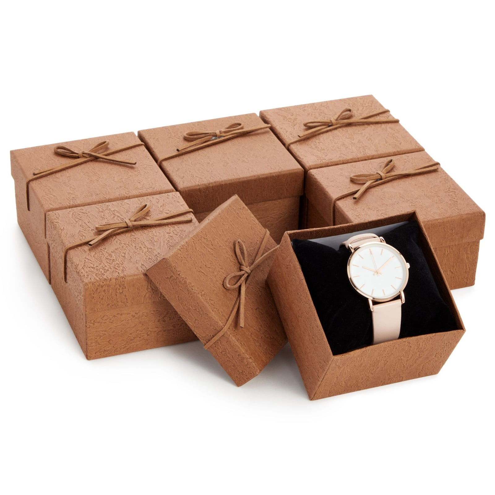 6 Pack Small Brown Cardboard Jewelry Gift Boxes with Lids Velvet Pillow for Wedding Ring Bearer, Anniversary Birthday, 3.5 x 2.3 In - Walmart.com